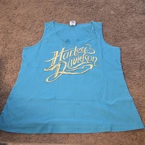 Harley-Davidson Women's Teal Tank Top with Gold Logo